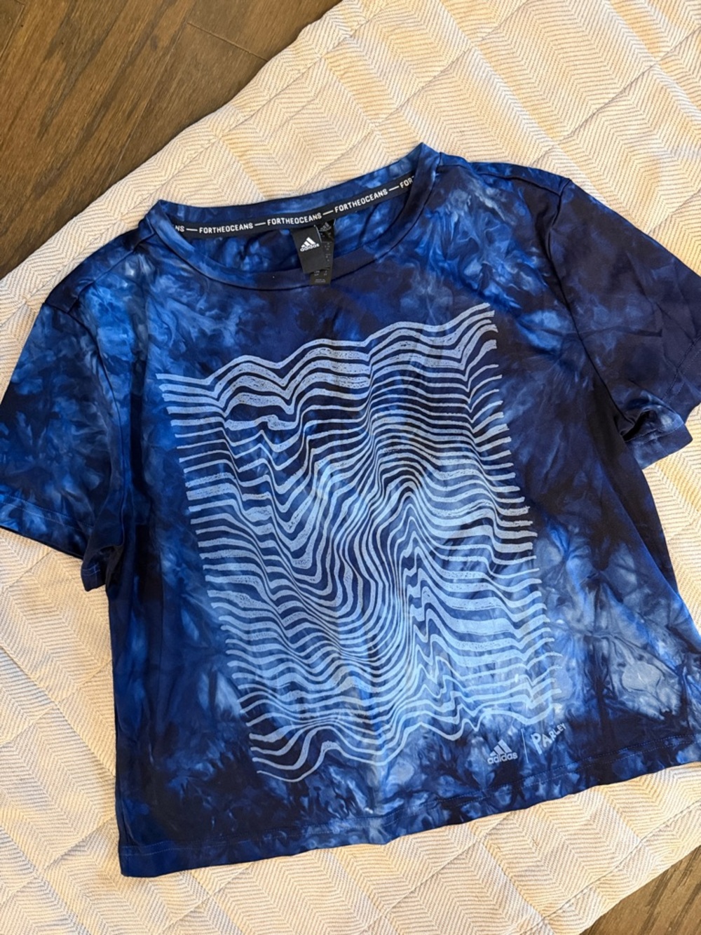 Adidas Women’s Blue Tie-Dye Wave Graphic Tee